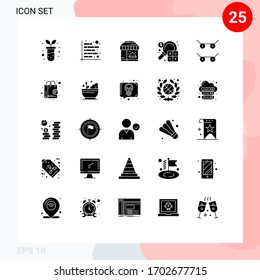 Set of 25 Commercial Solid Glyphs pack for skateboard; finance; city; business; accounting Editable Vector Design Elements
