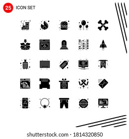 Set of 25 Commercial Solid Glyphs pack for lab; biology; seo; party; balloon Editable Vector Design Elements
