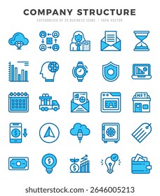 Set of 25 Company Structure Two Color Icons Pack.
