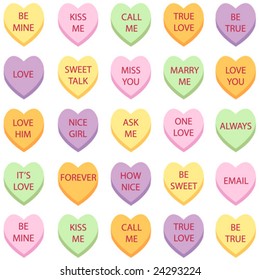 Set Of 25 Conversation Hearts