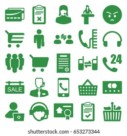Set of 25 customer filled icons such as credit card, airport desk