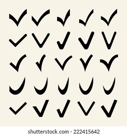 Set of 25 different vector check marks