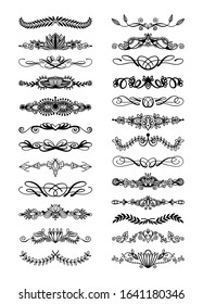 set of 25 doodle sketch drawing divider, wedding card design element or page decoration, vector illustration illustration