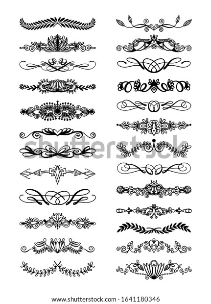set of\
25 doodle sketch drawing divider, wedding card design element or\
page decoration, vector illustration\
illustration