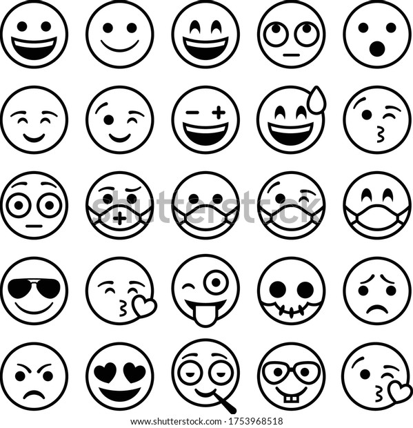 Set 25 Emoticons Describing Different Emotions Stock Vector (Royalty ...