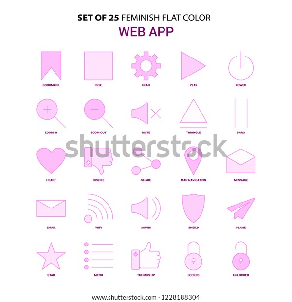 Set 25 Feminish Web App Flat Stock Vector Royalty Free 1228188304