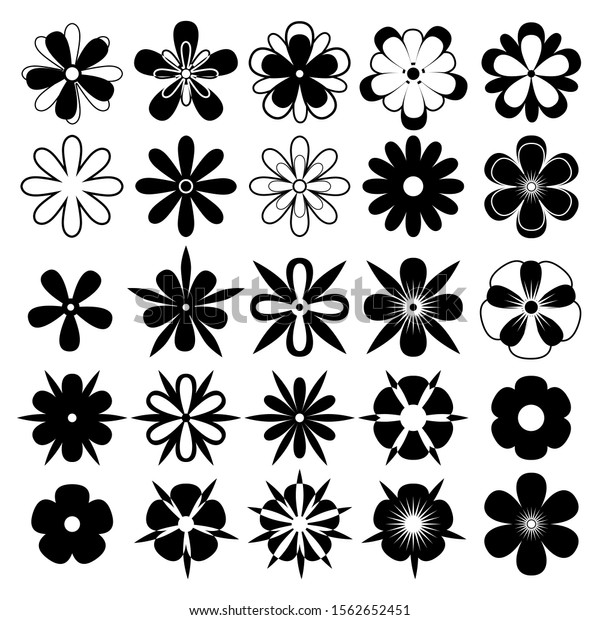 clipart of a black and white flower