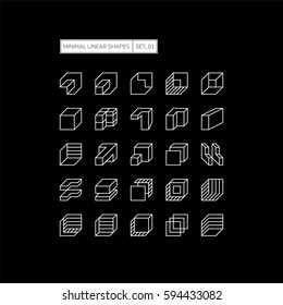  Set 25 geometric shapes. Minimal vector illustration Line design elements