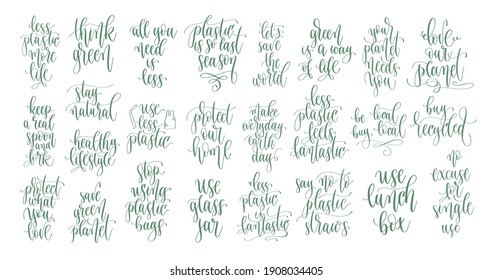 conjunto de diseños caligráficos de comillas verdes de 25 go, ilustración vectorial