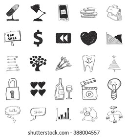 Set of 25 hand drawn doodle illustrations