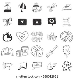 Set of 25 hand drawn doodle illustrations