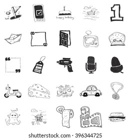 Set of 25 hand drawn doodle illustrations