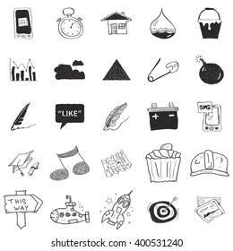Set of 25 hand drawn doodle illustrations