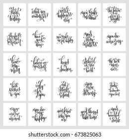 set of 25 hand lettering posters, motivational and inspirational positive quotes design, calligraphy vector illustration collection