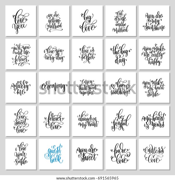 Set 25 Hand Lettering Wedding Invitation Stock Vector Royalty