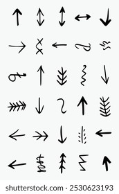 Set of 25 Hand-Drawn Arrow Vectors Perfect for Note-Taking, Bullet Journaling, and Creative Projects