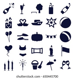 Set of 25 holiday filled icons such as pumpkin, ball, boat