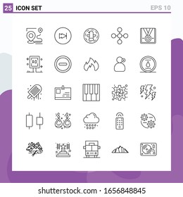 Set of 25 icons in Line style. Creative Outline Symbols for Website Design and Mobile Apps. Simple Line Icon Sign Isolated on White Background. 25 Icons.