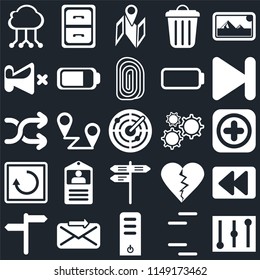 Set Of 25 icons such as Controls, Lines, Server, Send, , Next, Settings, Street, Restart, Mute, Map, Archive, web UI editable icon pack, pixel perfect