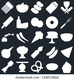 Set Of 25 icons such as Cupcake, Pie, Pretzel, Scale, Pepper, Fork, Pancakes, Water, Onion, Ice cream, Potatoes, Pasta, web UI editable icon pack, pixel perfect