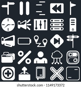 Set Of 25 icons such as Frame, Multiply, Notebook, Upload, Add, Server, Skip, User, Folder, Clock, Lines, Pause, web UI editable icon pack, pixel perfect
