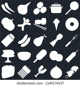 Set Of 25 icons such as Kebab, Fig, Glass, Asparagus, Taco, Doughnut, Pepper, Ice cream, Pancakes, Pumpkin, Pistachio, Onion, web UI editable icon pack, pixel perfect