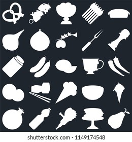 Set Of 25 icons such as Pear, Pancakes, Grinder, Water, Pomegranate, Pepper, Tea, Ice cream, Coconut, Onion, Kebab, web UI editable icon pack, pixel perfect
