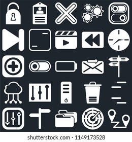 Set Of 25 icons such as Placeholders, Radar, Folder, , Controls, Clock, Send, Server, Cloud computing, Next, Multiply, Id card, web UI editable icon pack, pixel perfect