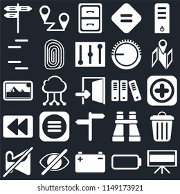 Set Of 25 icons such as Television, Battery, Hide, Muted, Map, Archive, , Rewind, Lines, Placeholders, web UI editable icon pack, pixel perfect