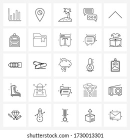Set of 25 Line Icon Signs and Symbols of arrow; up arrow; coconut; feedback; chat Vector Illustration