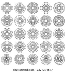 Set of 25 Mandalas Pattern Template for Simple Easy Mondala Coloring