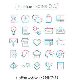 Conjunto de 25 ícones de negócios de conexão de linha fina mínima. Ilustração vetorial, isolada sobre fundo branco. Pode ser usado para web design, infográfico, apresentações, site, jogos e aplicativos