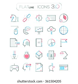 Set of 25 minimal thin line connection business icons. Modern vector illustration. Can be used for web design, workflow layout, advertising, infographic, presentations, website, games, applications