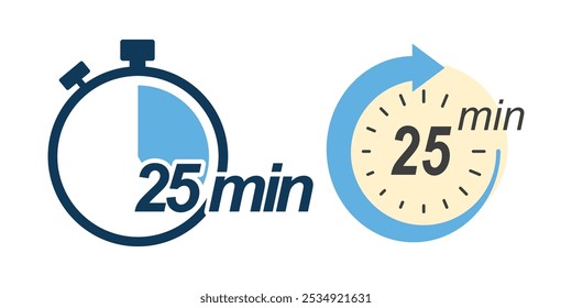 Set of 25 Minutes Icon flat vector design illustration