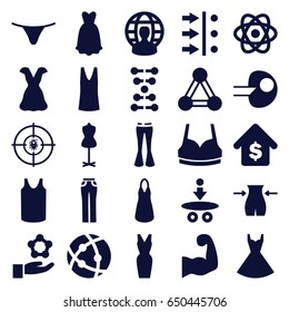 Set of 25 model filled icons such as connection and mannequin