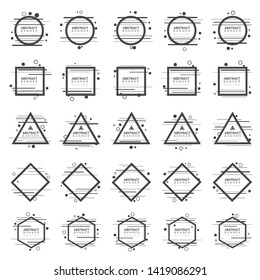 Set of 25 Modern abstract banner graphic design template. Black white banner with geometric shape suitable for poster, book cover, card, and flyer