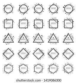 Set of 25 Modern abstract banner graphic design template. Black white banner with geometric shape suitable for poster, book cover, card, and flyer