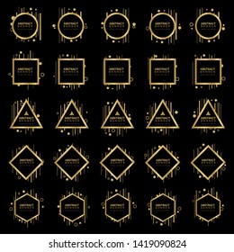 Set of 25 Modern abstract banner graphic design template. Black Gold banner with geometric shape suitable for poster, book cover, card, and flyer