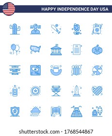Set of 25 Modern Blues pack on USA Independence Day love; plent; baseball; usa; flower Editable USA Day Vector Design Elements
