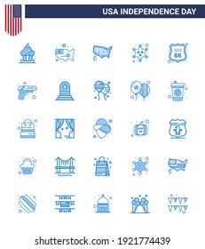 Set mit 25 Modern Blues Pack über die Gewehr zum Unabhängigkeitstag der USA; Zeichen; usa; Schild, Star Edited USA Day Vector Design Elements