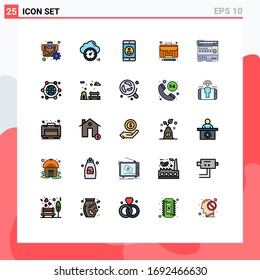 Set of 25 Modern UI Icons Symbols Signs for component; case; application; creator; article Editable Vector Design Elements