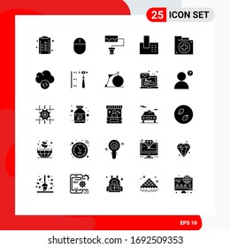 Set of 25 Modern UI Icons Symbols Signs for document; aid; mouse; phone; call Editable Vector Design Elements