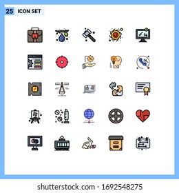 Set of 25 Modern UI Icons Symbols Signs for design; ecommerce; hammer; monitor; planet Editable Vector Design Elements