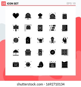 Conjunto de 25 símbolos modernos de iconos de la interfaz de usuario para regalo; amor; amor; pastel; Elementos de diseño de vectores editables