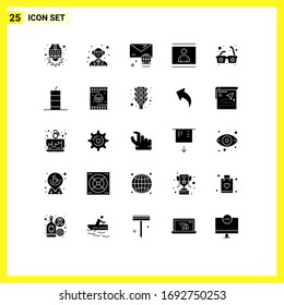 Set of 25 Modern UI Icons Symbols Signs for sun; picture; email; photo; image Editable Vector Design Elements