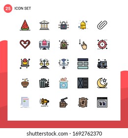 Set of 25 Modern UI Icons Symbols Signs for attachment; notify; court; notification; secure Editable Vector Design Elements