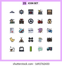 Set of 25 Modern UI Icons Symbols Signs for commerce; box; page; distributed ledger book; currency Editable Vector Design Elements