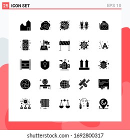 Conjunto de 25 símbolos modernos de iconos de la interfaz de usuario para el correo; búsqueda; nutrición; binoculares; elementos de diseño de vectores editables de almacenamiento