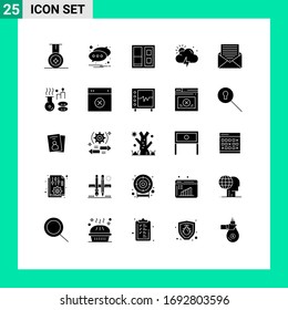 Set von 25 Symbolen der modernen Benutzeroberfläche, Zeichen für Schönheit; Umschlag; Tür; E-Mail; Design-Elemente für die bearbeitbare Vektorillustration
