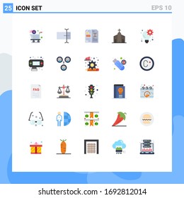 Set of 25 Modern UI Icons Symbols Signs for brainstorm; historic; design; church; building Editable Vector Design Elements